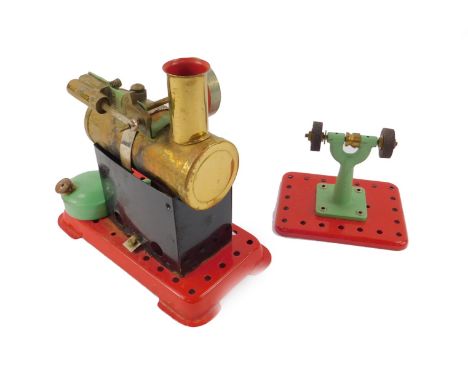 A Mamod model of an MMI stationary steam engine, boxed, together with a miniature grinding machine, boxed (2)
