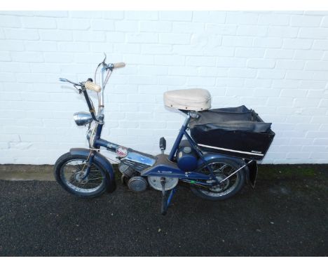 Raleigh Wisp moped, registration JCT 24F, 49cc, petrol, blue, first registered 12/09/1967, historic vehicle taxation class.