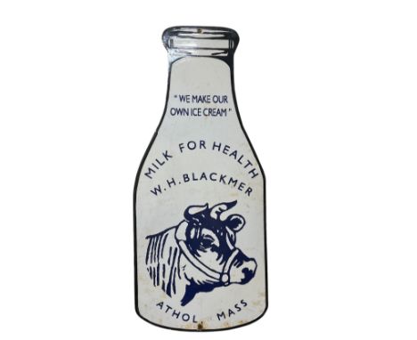 A Vintage enamel Advertisement&nbsp;Sign, for "Milk for Health, W.H. Blackmer, Athol, Mars," approx. 63cms x 28cms (shaped de