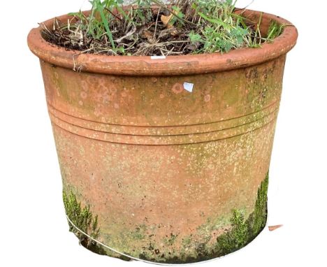 A large terracotta Garden Planter, of tapering cylindrical form, 46cms x 56cms (18" x 22"). (1) 