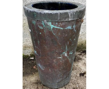 A tall copper Planter, of circular cylindrical tapering form, 71cms (28"). (1)