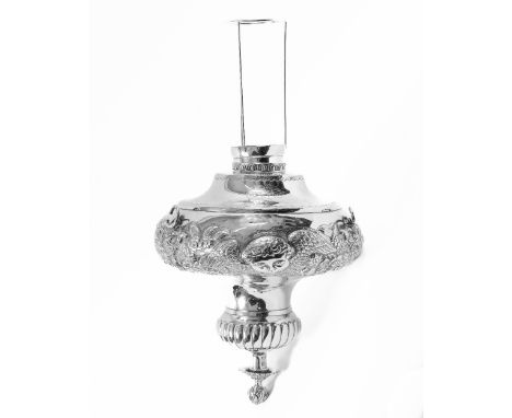 A good heavy Irish George IV embossed silver Sanctuary Lamp, Dublin 1826, from Mr. Blake to P.C. 1827, profusely embossed wit