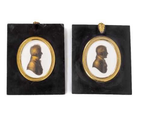 John Miers (1758-1821) A Silhouette oval Profile Miniature Portrait "Henry Wilson Lardner" wearing a bronzed double breasted 