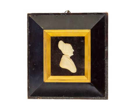 A 19th Century wax relief Profile&nbsp;Portrait of a Woman, Mary, daughter of William Pashley, died 1841, facing right, 10cms