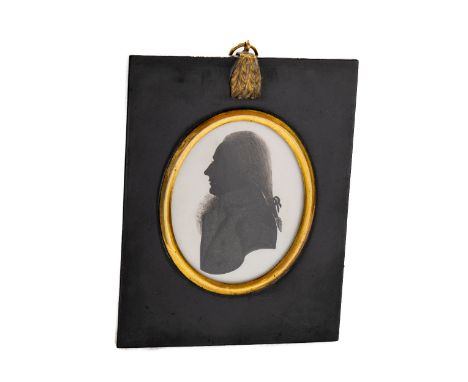 Attributed to J. Thomason, Dublin - 18th / 19th Century Oval miniature Silhouette, Profile Portrait of a Gentleman facing lef