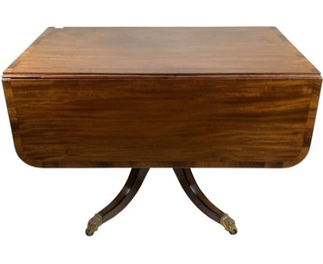 An attractive Georgian mahogany drop leaf Table,&nbsp;the central panel and flaps with wide rosewood crossbanded border, over
