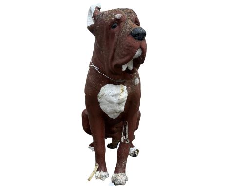 An unusual and attractive painted composition Model of a Mastiff Hound, seated, approx. 81cms (32')h, as is. (1) 