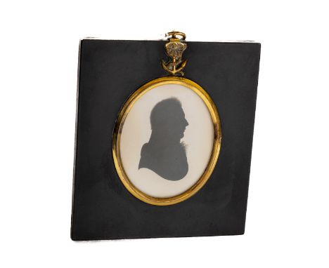 Attributed to John Miers (1758-1821)  A good Silhouette Profile Portrait of an Admiral facing right, with black jacket and la