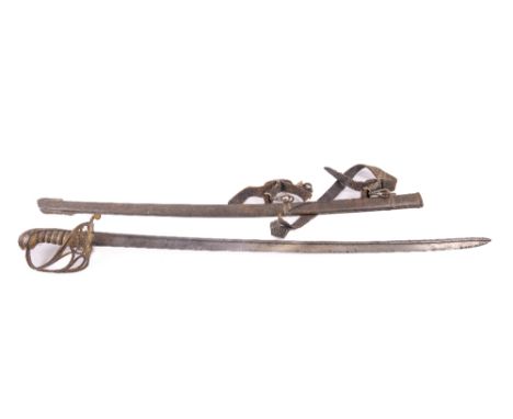 A George IV Officer's Dress Sword,&nbsp;with pierced gilt metal hilt and wire bound fish skin grip and folding guard, a singl