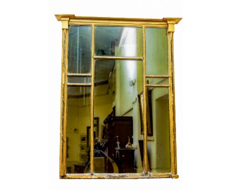 An attractive 19th Century gilt compartment Overmantel Mirror, the cornice of inverted breakfront outline above an arrangemen