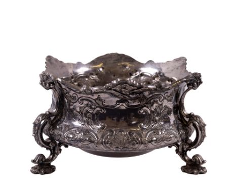 A very heavy ornate Victorian&nbsp;silver plated Jardinière&nbsp;or Planter, in the rococo style, profusely chased with scrol