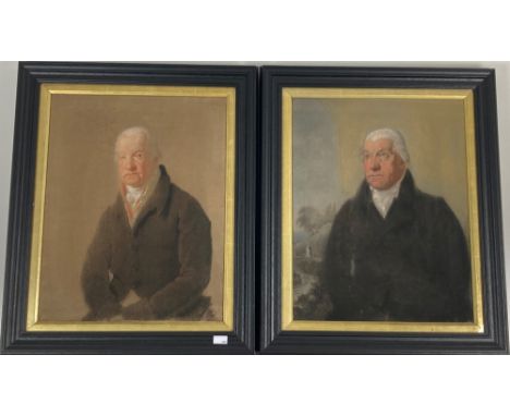 19th Century Irish School  "Portrait of a Cleric," together with a Portrait of a "Gentleman," pastels, indistinctly&nbsp;Sign