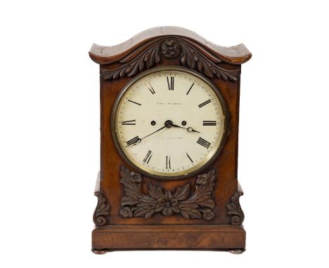 A very good William IV carved and figured mahogany Bracket Clock, by Edward Simmons, Stoke Newington,&nbsp;Signed&nbsp; on en