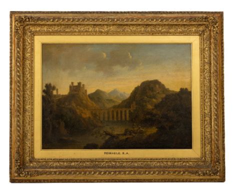 Philip Reinagle, R.A. (1749-1833)  "At Spoleto in the Apennines," O.O.C., attractive mountainous scene, with figures picnicki