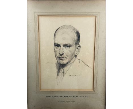 Sean O'Sullivan, RHA (1906-1964)  "O'Donel Thornley Dodwell Browne," pencil, head and shoulders portrait of a Gentleman with 