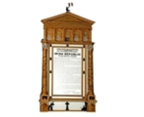 A 1916 COMMEMORATIVE MIRROR An exact facsimile of the 1916 Proclamation, engraved on the reverse of a sheet of mirror glass, 