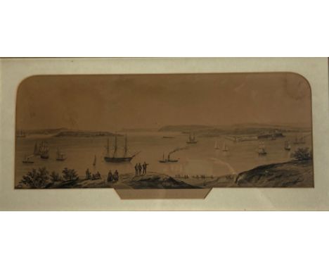 After Robert Lowe Stafford (1813-1898)  "Cork Harbour, from Spy Hill," engraved Lithograph by T. Picken, approx. 31cms x 74cm