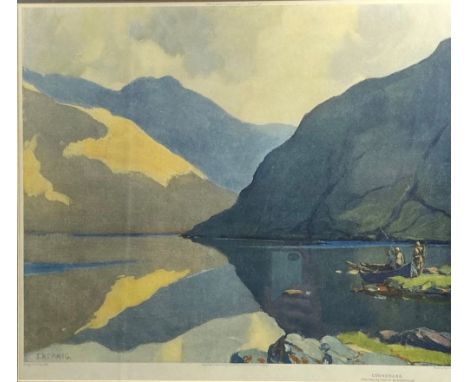 James Humbert Craig, RHA (1877-1944)  "Connemara, The Twelve Pins of Bunnabeola," coloured lithographic plate, published by A