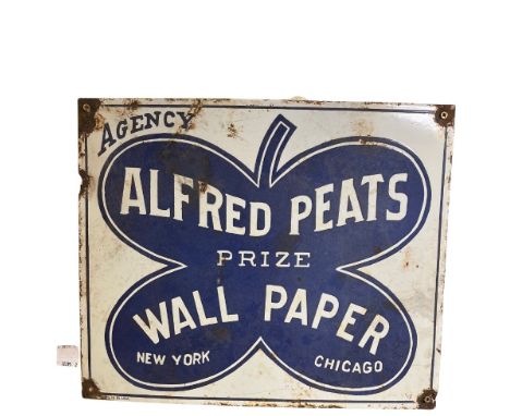 A Vintage enamel Advertisement&nbsp;Sign, "Alfred Peats Prize Wallpaper - New York and Chicago," approx. 36cms x 43cms; "Step
