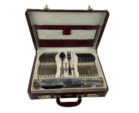 A fine cased Canteen of Rosenbaum Besteeke Cutlery, Oxford, 12 place setting, dinner forks, dinner knives, dessert or table s