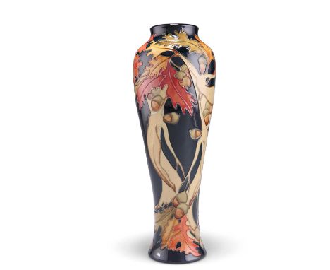 A MOORCROFT LIMITED EDITION WOOD NYMPH PATTERN TUBE LINED POTTERY VASE A MOORCROFT LIMITED EDITION WOOD NYMPH PATTERN TUBE LI