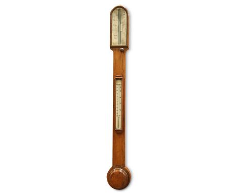 A 19TH CENTURY ROSEWOOD STICK BAROMETER, SIGNED S. LAINTON, HALIFAX X A 19TH CENTURY ROSEWOOD STICK BAROMETER, SIGNED S. LAIN