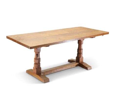 ROBERT THOMPSON OF KILBURN ,A 1960S MOUSEMAN OAK DINING TABLE ROBERT THOMPSON OF KILBURN, A 1960S MOUSEMAN OAK 6-FOOT DINING 