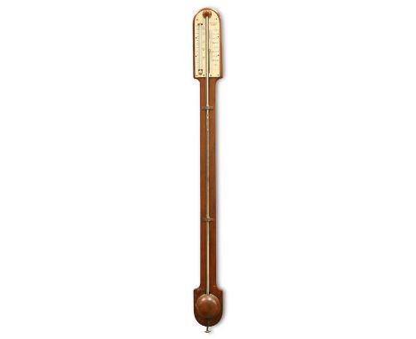 A LATE 19TH CENTURY MAHOGANY STICK BAROMETER X A LATE 19TH CENTURY MAHOGANY STICK BAROMETER, signed Marks & Co, Cardiff, ivor