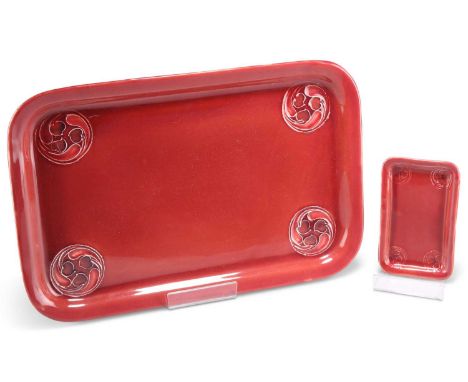 A WILLIAM MOORCROFT FOR LIBERTY &amp; CO FLAMMINIAN WARE TRAY AND A MATCHING PIN TRAY A WILLIAM MOORCROFT FOR LIBERTY &amp; C