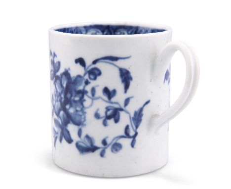 A WORCESTER COFFEE CAN, CIRCA 1770 A WORCESTER COFFEE CAN, CIRCA 1770, straight sided cylindrical form with ribbed handle, un