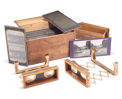 TWO LATE VICTORIAN 'J. DAY' PORTABLE STEREOSCOPES TWO LATE VICTORIAN 'J. DAY' PORTABLE STEREOSCOPES, wood and brass mounted a