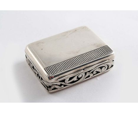 A LATE VICTORIAN VESTA BOX of rectangular form with a striker along the front of the cover, the sides pierced & engraved with