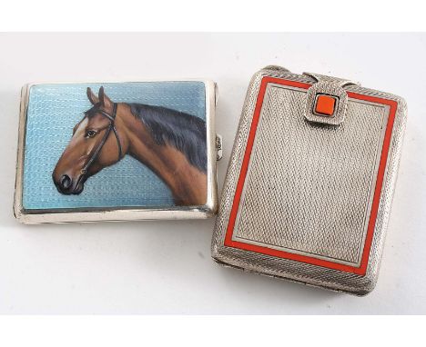 AN ART DECO BOOK MATCH HOLDER engine-turned with an orange enamelled linear border, maker's mark "C&S" Birmingham 1934 and an