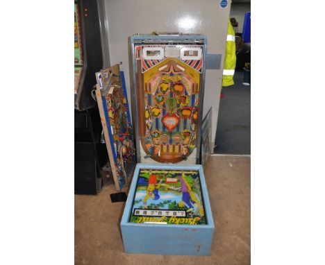 A VINTAGE ZACCARIA PINBALL MACHINE with 'Lucky Fruit' graphics and mechanism fitted, a 'Ski Jump' mechanism and graphics loos