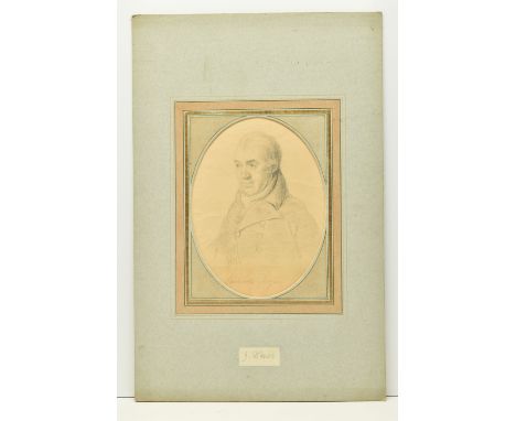 CIRCLE OF GEORGE DANCE ( 1741-1825) 'SAMUEL ROGERS', unsigned half-length portrait of a gentleman, titled beneath portrait, H