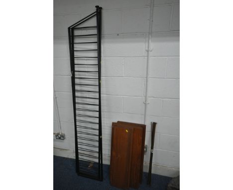 A MID CENTURY LADDERAX SINGLE SECTION MODULAR SHELVING SYSTEM, to include two metal laddered uprights, five deep teak shelves