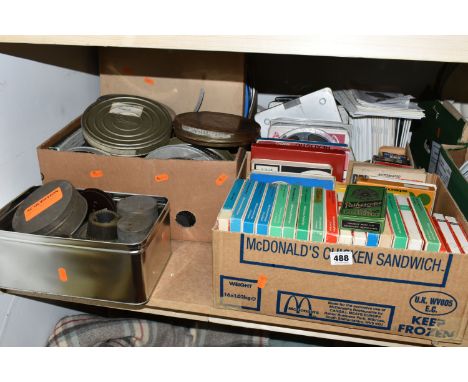 FOUR BOXES OF VINTAGE FILM REELS, to include a quantity of boxed BASF long play tapes TYP LGS 35, Philips magnetic tapes, a c