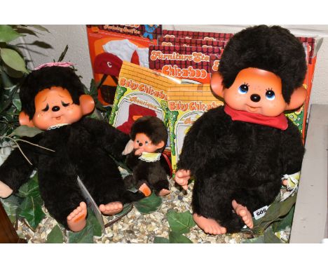 A QUANTITY OF PALITOY CHAD VALLEY CHIC-A-BOO MONKEY ITEMS, Big Girl and Boy figures, and a Baby figure, with a quantity of bo