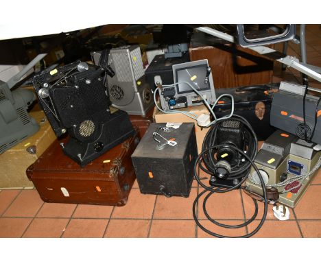 A COLLECTION OF EARLY TO MID 20TH CENTURY FILM PROJECTORS, comprising an Aldis 303 slide projector, an Aldis Universal projec