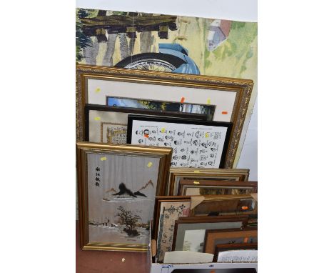 A SMALL QUANTITY OF PAINTINGS AND PRINTS ETC, to include a Paul Rafferty signed limited edition print 'The Thames at Abington