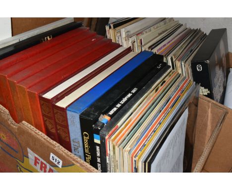 TWO BOXES AND LOOSE RECORDS AND A FRAMED PRINT, to include approximately one hundred and twenty classical records and LP sets