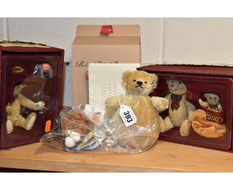 A BOXED LIMITED EDITION STEIFF REPLICA ROLLY POLLY BEAR 1909, beige coloured mohair, white ear tag 406652 and gold plated ear