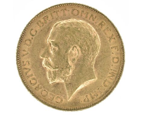 King George V, Sovereign, 1911. King George V, Sovereign, 1911, Bare head l. R. St. George and dragon, London Mint, edge mill