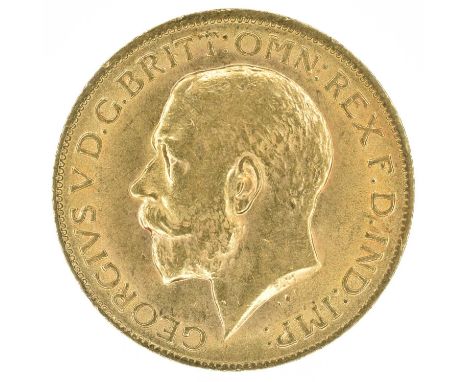 King George V, Sovereign, 1913. King George V, Sovereign, 1913, Bare head l. R. St. George and dragon, London Mint, edge mill