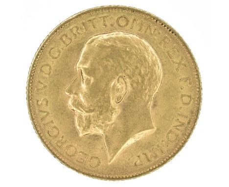 King George V, Sovereign, 1913. King George V, Sovereign, 1913, Bare head l. R. St. George and dragon, London Mint, edge mill