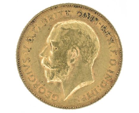 King George V, Half-Sovereign, 1913. King George V, Half-Sovereign, 1913, Bare head l. R. St. George and dragon, London Mint,