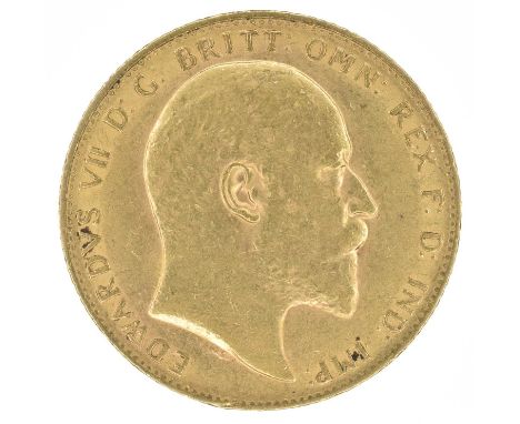 King Edward VII, Sovereign, 1904. King Edward VII, Sovereign, 1904, Bare head r. R. St. George and dragon, London Mint, edge 