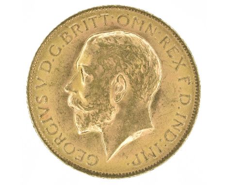 King George V, Sovereign, 1914. King George V, Sovereign, 1914, Bare head l. R. St. George and dragon, London Mint, edge mill