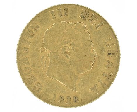 King George III, Half-Sovereign, 1818. King George III, Half-Sovereign, 1818, Laureate head r. date below R. Crowned shield, 