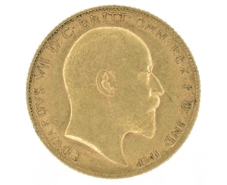 Edward VII, Half-Sovereign, 1908. King Edward VII, Half-Sovereign, 1908, Bare head r. R. St. George and dragon, London Mint, 